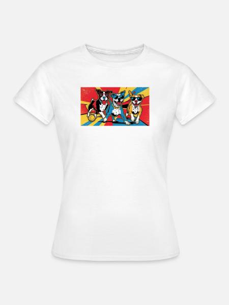 Funny Dogs "Playtime" - Frauen T-Shirt - Weiß