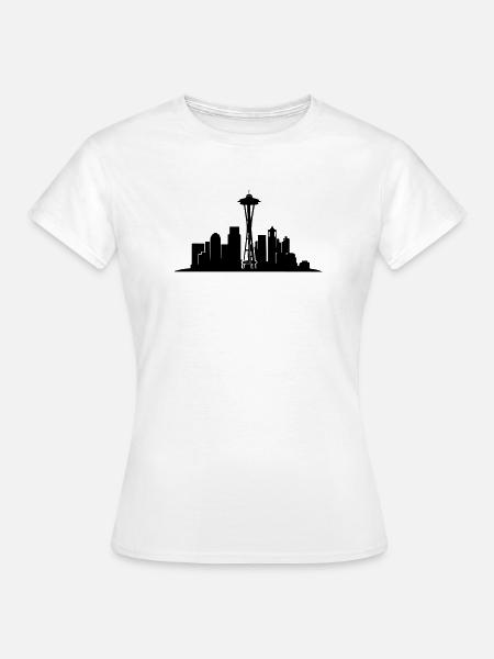 Seattle Skyline Silhouette - Frauen T-Shirt - Weiß