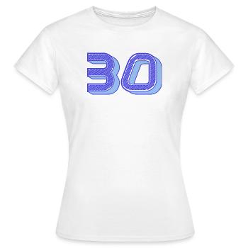 30. 30 YEARS. 30th ANNIVERSARY. 30 YEARS ANNIVERSARY. - Women's T-Shirt - white - Front - AI Model Female 172 dark (172cm)