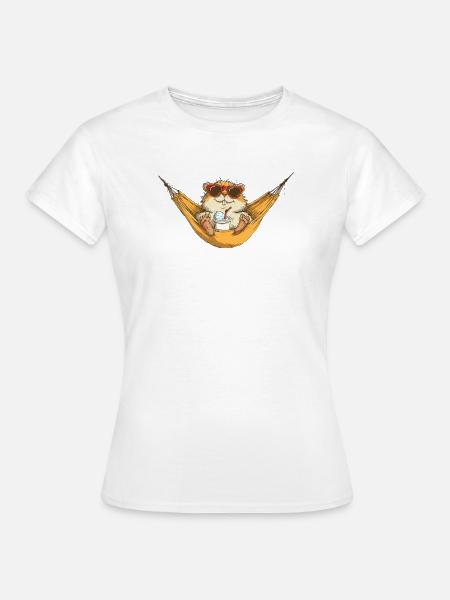 Sommerhamster im Hängematte Stil - Frauen T-Shirt - Weiß