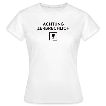Attention Fragile Sensitive Woman Postwoman Parcel - Women's T-Shirt - white - Front - AI Model Female 172 dark (172cm)