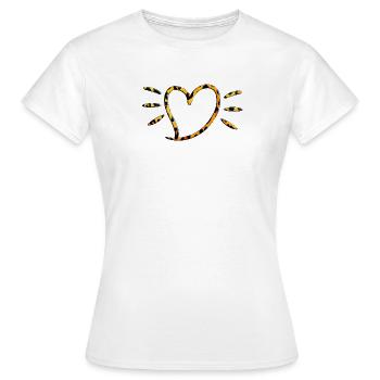 Leopard Herz Strahlen - Frauen T-Shirt - Weiß - Vorne - AI Model Female 172 dark (172cm)