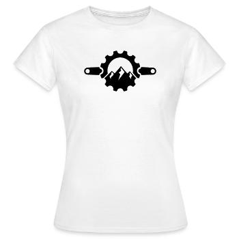 Crank Mountain – Logo du plateau VTT - T-shirt Femme - blanc - Devant - AI Model Female 172 dark (172cm)