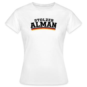 Stolzer Alman - Frauen T-Shirt - Weiß - Vorne - AI Model Female 172 dark (172cm)