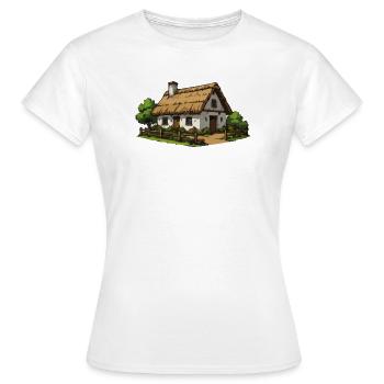 Kleines Reetdachhaus im Grünen - Frauen T-Shirt - Weiß - Vorne - AI Model Female 172 dark (172cm)