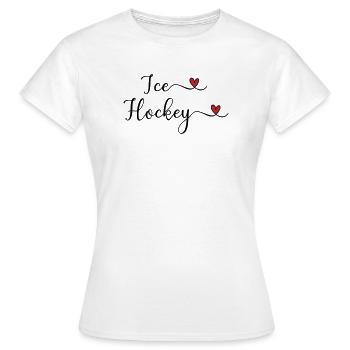 Eishockey Schriftzug mit Herz - Frauen T-Shirt - Weiß - Vorne - AI Model Female 172 dark (172cm)