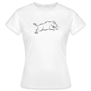 Wildschwein im Sprung - Frauen T-Shirt - Weiß - Vorne - AI Model Female 172 dark (172cm)