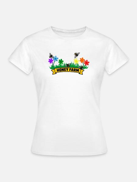 Honigfarm mit bunten Blumen - Frauen T-Shirt - Weiß
