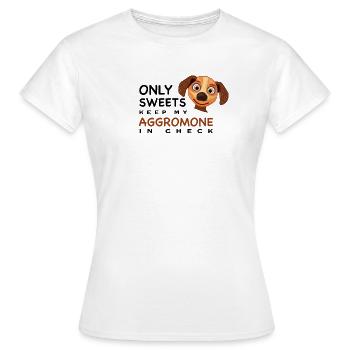 C’est marrant, il n’y a que les bonbons qui gardent mon aggromon à distance - T-shirt Femme - blanc - Devant - AI Model Female 172 dark (172cm)