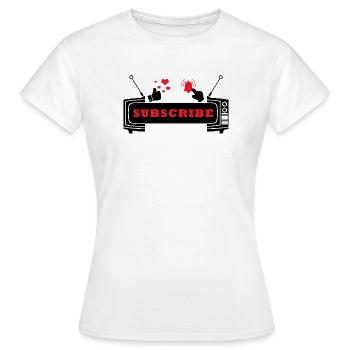 Heart and Bell Subscribe Icon Design - Women's T-Shirt - white - Front - AI Model Female 172 dark (172cm)