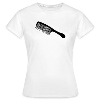 Illustration peigne avec code-barre - T-shirt Femme - blanc - Devant - AI Model Female 172 dark (172cm)