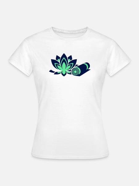 Yogamatte Lotusblume Kompakt - Frauen T-Shirt - Weiß