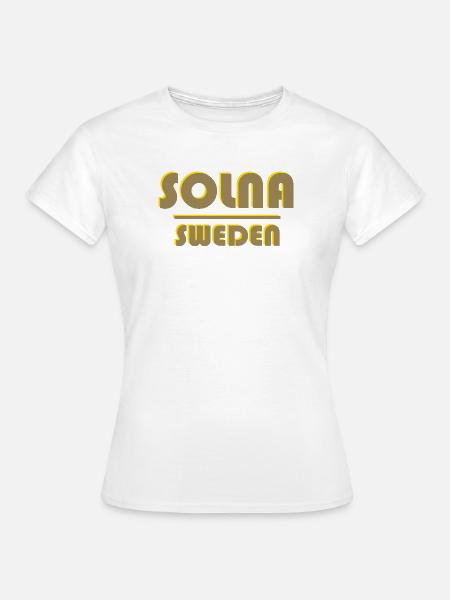 Solna Sweden Wortzeichen-Neon-Umriss - Frauen T-Shirt - Weiß