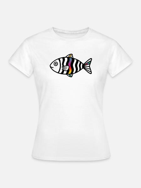 Abstrakter Fisch | Modernes Meeresmotiv  - Frauen T-Shirt - Weiß