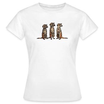 Niedliches, handgezeichnetes Erdmännchen-Trio-Design - Frauen T-Shirt - Weiß - Vorne - AI Model Female 172 dark (172cm)