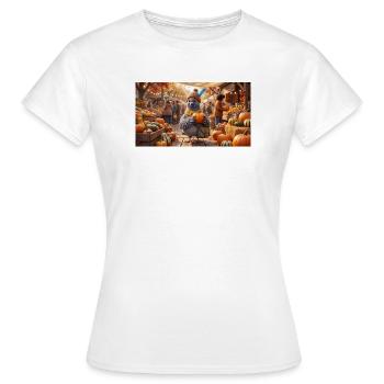 Pigeon mignon avec une citrouille au marché d’automne - T-shirt Femme - blanc - Devant - AI Model Female 172 dark (172cm)