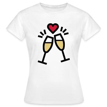 oder Sekt zum Valentinstag - Frauen T-Shirt - Weiß - Vorne - AI Model Female 172 dark (172cm)