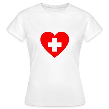 Coeur Suisse Croix Darling Love Aide à la santé - T-shirt Femme - blanc - Devant - AI Model Female 172 dark (172cm)