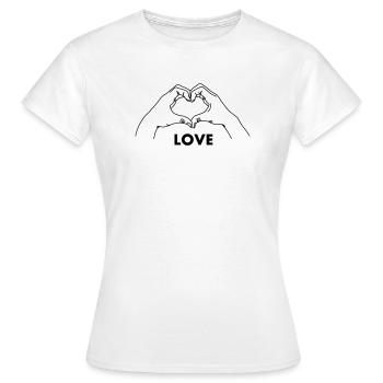 Geste de la main coeur AMOUR - T-shirt Femme - blanc - Devant - AI Model Female 172 dark (172cm)