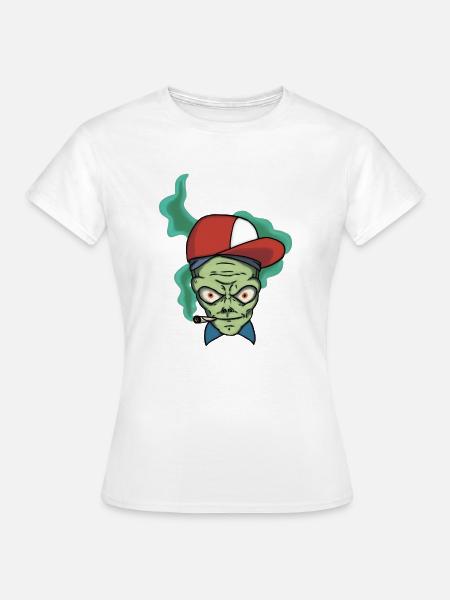 Smoking Alien - Frauen T-Shirt - Weiß