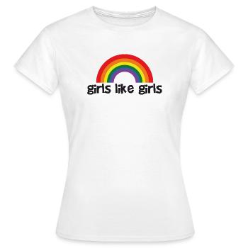 Girls like girls - rainbow pride LGBTQ design - Frauen T-Shirt - Weiß - Vorne - AI Model Female 172 dark (172cm)