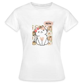 CuteCat meow - T-shirt Femme - blanc - Devant - AI Model Female 172 dark (172cm)