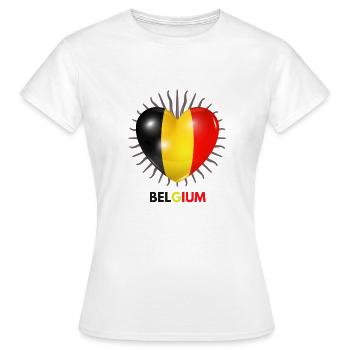 Articles de fans cool adaptés à la Coupe du Monde pour la Belgique - T-shirt Femme - blanc - Devant - AI Model Female 172 dark (172cm)