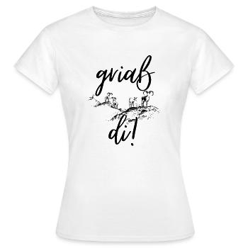 Griaß di! - Frauen T-Shirt - Weiß - Vorne - AI Model Female 172 dark (172cm)