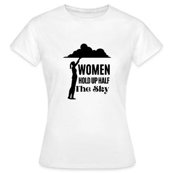 Les femmes tiennent la moitié du design noir ciel - T-shirt Femme - blanc - Devant - AI Model Female 172 dark (172cm)