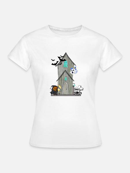 Halloween Spukhaus - Frauen T-Shirt - Weiß