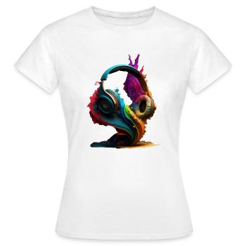 Kopfhörer Farbe - Frauen T-Shirt - Weiß - Vorne - AI Model Female 172 dark (172cm)