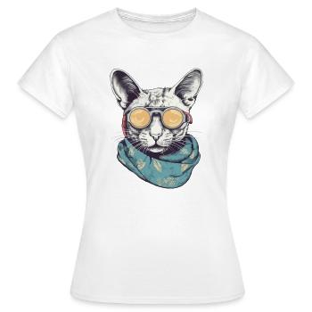 Chat lunettes jaunes - T-shirt Femme - blanc - Devant - AI Model Female 172 dark (172cm)