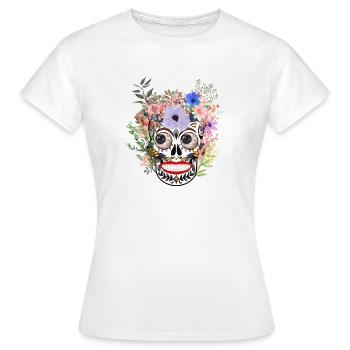 Flowery Pansies - T-shirt Femme - blanc - Devant - AI Model Female 172 dark (172cm)
