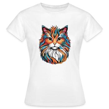 Chat coloré - T-shirt Femme - blanc - Devant - AI Model Female 172 dark (172cm)