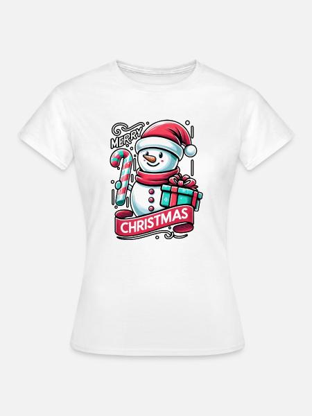 Schneemann Merry Christmas - Frauen T-Shirt - Weiß