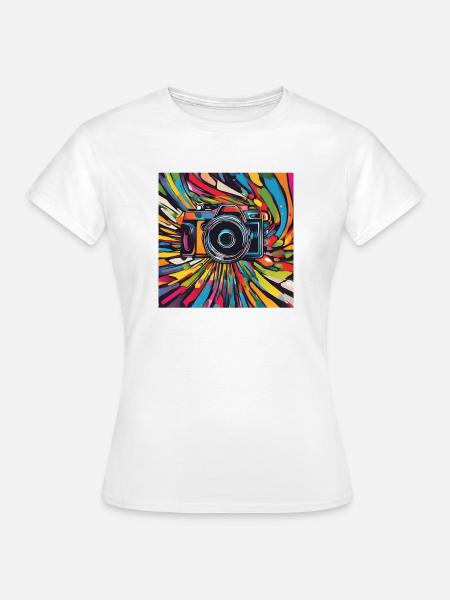 Kamera bunt - Frauen T-Shirt - Weiß