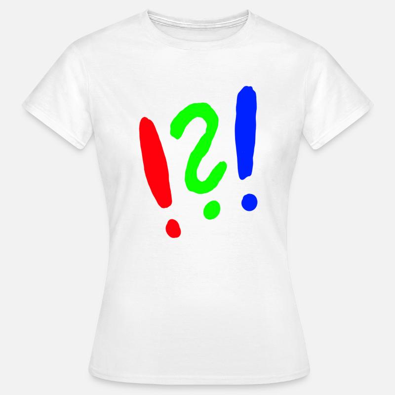 Point d’exclamation/point d’interrogation style bande dessinée - T-shirt Femme - blanc