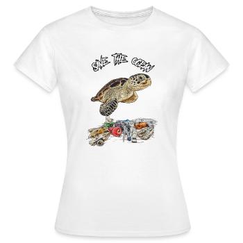Save the ocean // Umweltverschmutzung - Frauen T-Shirt - Weiß - Vorne - AI Model Female 172 dark (172cm)