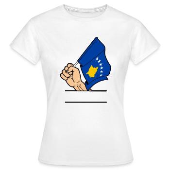 Flagge Kosovo erster Textraum - Frauen T-Shirt - Weiß - Vorne - AI Model Female 172 dark (172cm)