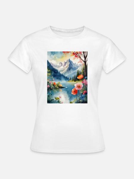 Berglandschaft - Frauen T-Shirt - Weiß