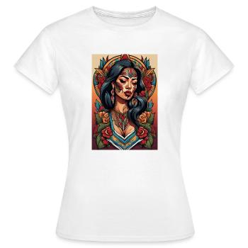Femme Mexicaine Traditionnelle - T-shirt Femme - blanc - Devant - AI Model Female 172 dark (172cm)