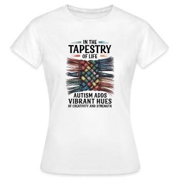 La tapisserie de la vie – des fils tissés de force. - T-shirt Femme - blanc - Devant - AI Model Female 172 dark (172cm)