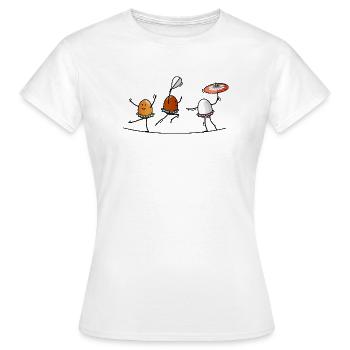 Seiltänzerinnen, Akrobaten Eier - Frauen T-Shirt - Weiß - Vorne - AI Model Female 172 dark (172cm)