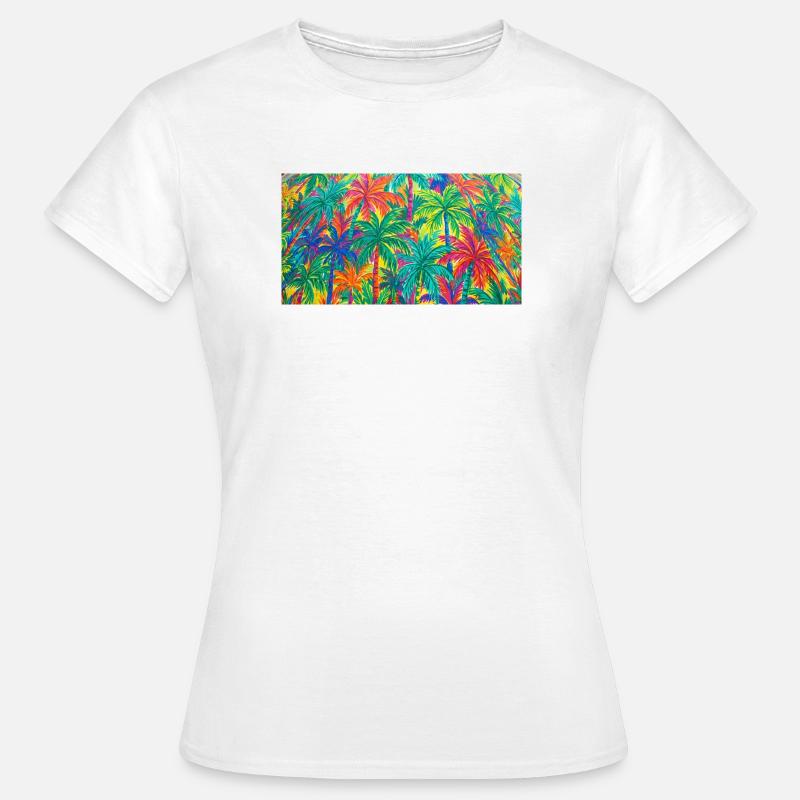 Palm Trees Tropical Pattern - Women's T-Shirt - white