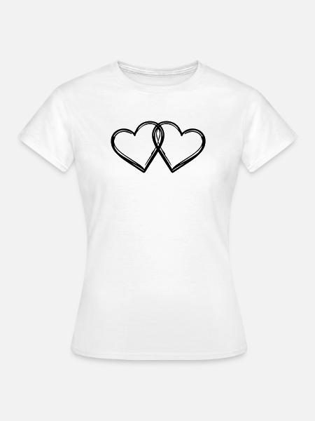 Herzen Paar Ehe - Frauen T-Shirt - Weiß