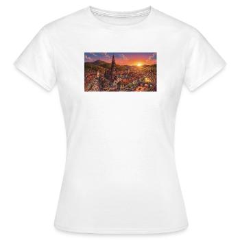 Abendstimmung in der historischen Altstadt - Frauen T-Shirt - Weiß - Vorne - AI Model Female 172 dark (172cm)
