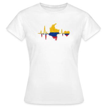 Carte du cœur du drapeau de la Colombie - T-shirt Femme - blanc - Devant - AI Model Female 172 dark (172cm)