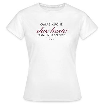 Omas Küche Das Beste Logo - Frauen T-Shirt - Weiß - Vorne - AI Model Female 172 dark (172cm)
