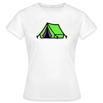 Icône du camping sous tente du festival - T-shirt Femme - blanc - Devant - AI Model Female 172 dark (172cm)