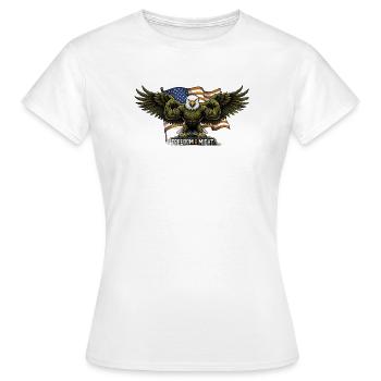 Adler vor dem Hintergrund der US-Flagge - Frauen T-Shirt - Weiß - Vorne - AI Model Female 172 dark (172cm)
